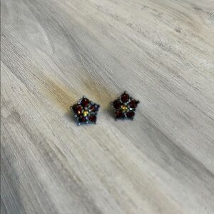 Star Shaped Stud Earrings with Multicolor Gems